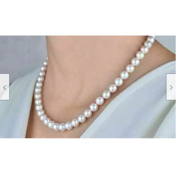 Top Grading AAAA Japonų Akoya 8-9mm baltas perlų vėrinys 24