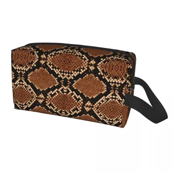 Travel Snakeskin Tualeto reikmenų krepšys Mada Gyvatės odos tekstūra Spausdinti Kosmetinis makiažo organizatorius moterims Grožio saugykla Dopp rinkinio dėklas