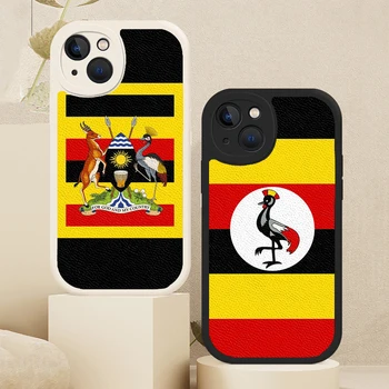 Uganda vėliavos telefono dėklas, skirtas iPhone 14 12 11 13 Pro Max Mini 7 8 Plus SE 2020 X XS XR lambskin dangtelis