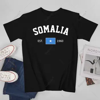 Unisex Men Somalia EST.1960 Nepriklausomybės diena Marškinėliai Trikotažiniai marškinėliai Moterys Berniukai 100% medvilniniai marškinėliai