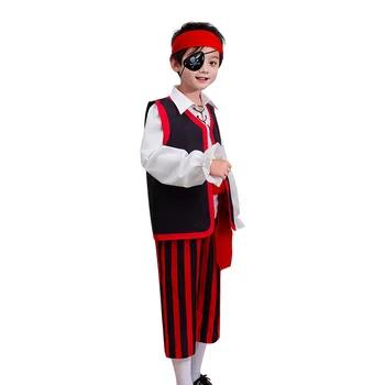 Vaikai Helovino piratų kostiumai Berniukai plėšikas Jūrininkas Cosplay Karnavalas Purimas Maskaradas Vaidmenų žaidimų vakarėlių kostiumai