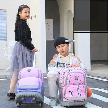Vaikų kuprinė ant ratų Didelės talpos pradinių ir vidurinių mokyklų moksleiviai Vežimėlis Mokyklinis krepšys Prabangus kelioninis krepšys Nemokamas pristatymas