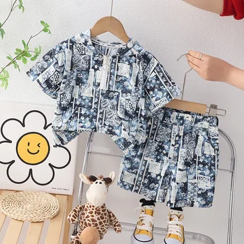 Vasaros kūdikių berniukų drabužių komplektai dėvėti Laisvalaikio gobtuvas su gobtuvu+šortai kostiumai kūdikių drabužiams Mados dizaino rinkiniai