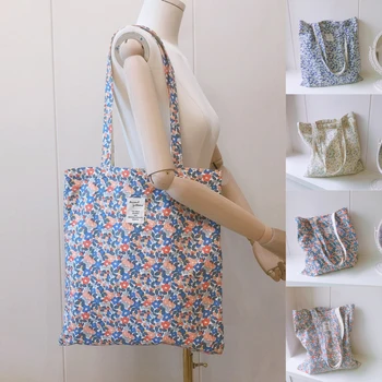 Vasaros naujas krepšys per petį Šviežia gėlė Medvilnė Moteriškas pečių drobinis krepšys Didelės talpos paprasta rankinė