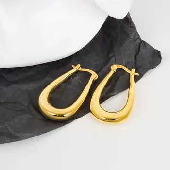 VENTFILLE Sidabro aukso spalvos auskarai moterims Mergaitės dovana Geometriniai ovalo formos Franko stiliaus papuošalai