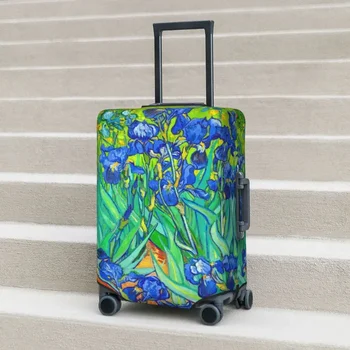 Vincento Van Gogo lagamino dangtelis Irises Ryški gėlė Elastinga kelionių apsauga Bagažo dėklas Atostogos