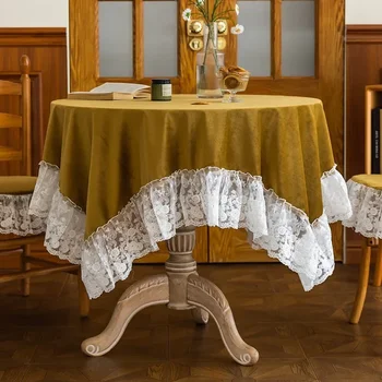Vintage Velvet Round Home Dining Tea Cloth Romantiškas ir gražus D3R3631