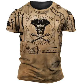 Vintažiniai marškinėliai Vyriški 3D kompasas Printed Tops Street Punk oversized O-Neck marškinėliai Vyriški marškinėliai trumpomis rankovėmis Tee Vyrai Homme Camiseta
