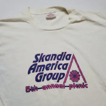 Vtg Skandia America Group marškinėliai Mens M Picnic USA 90s 89