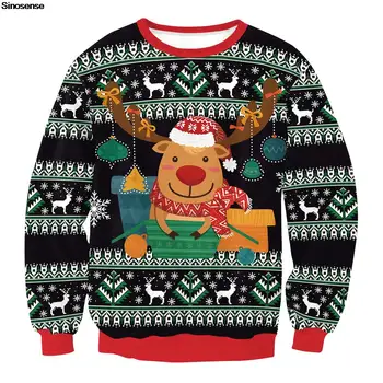 Vyrai Moterys Elniai Bjaurus kalėdinis megztinis Unisex Pullover Takky Xmas džemperis 3D Funny Printed Holiday Party Džemperių viršūnės