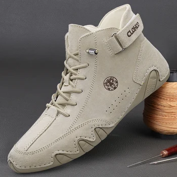 Vyriški natūralios odos batai Kulkšnies batai 2023 Vyriški sportbačiai lauke Šviesus suvarstomas dizaineris Laisvalaikio mados loaferiai Žieminiai šilti batai