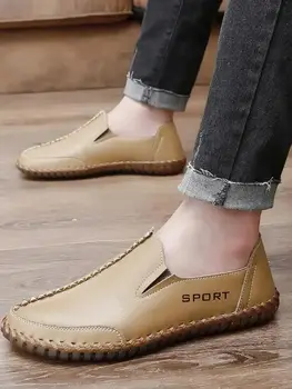 Vyriški nauji odiniai laisvalaikio batai Nemokamas pristatymas Pavasario rudens minkšto pado neslystantys aukštos kokybės didelio dydžio įsispiriami laisvalaikio odiniai batai