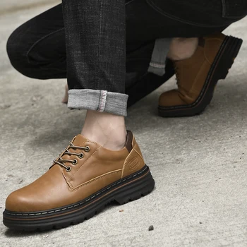 Vyriški odiniai apvalūs kojų pirštų batai Laisvalaikio komforto suvarstomi suvarstomi storo pado batai vyrams Oksfordo batai neslystantys nešiojami lauko vyriški batai