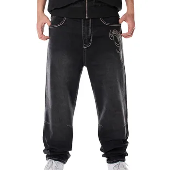 Vyriškos džinsinės kelnės Boho Vintage siuvinėti džinsai High Street Trend Tiesios kelnės Korėjos mados hip-pop kelnės Laisvalaikio kasdieniai drabužiai