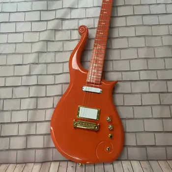 Wang Ziyun raižė elektrinę gitarą su 6 stygų integruota elektrine gitara, oranžiniu korpusu, blizgiu, rožinio medžio pirštų lenta, mapl