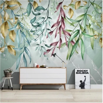 wellyu Custom Wallpaper papel de parede Šiaurės atogrąžų augalai rankomis dažyti akvarelės lapai fonas sienų tapyba siena