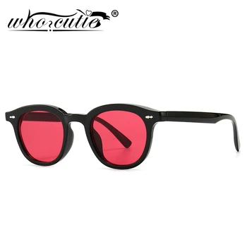 WHO CUTIE Mada Vintage Square akiniai nuo saulės Moterų prekės ženklo dizainas Kniedės rėmas Raudonas lęšis Retro acetatas Saulės akiniai Atspalviai Vyrai S380