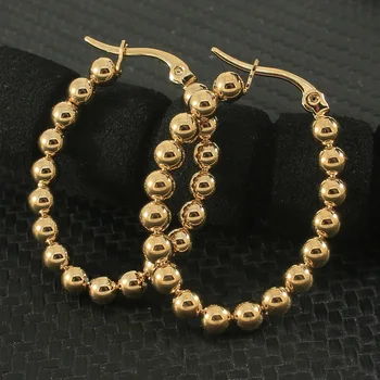 Wholesale Fashion Ins Style nerūdijančio plieno papuošalų lankelis, maži auksinio rutulio auskarai moteriai ir mergaitei EBJZCKAG