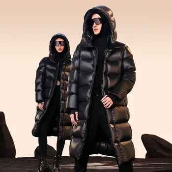 Winter New Men Warm Thick Long Down Jacket Coat Mens Hooded Waterproof Black Gold Puffer Jacket Men Casual Windproof Parkas Male