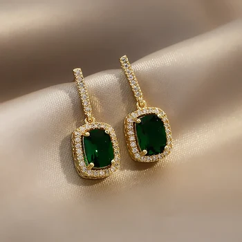 XIYANIKE Emerald Green Rhinestone Drop auskarai Upscale Išskirtiniai lydinio auskarai Dovana moterims 2021 m Nauji mados vakarėlių papuošalai