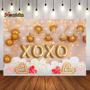 XOXO Meilės balionas Sienų fotografija Valentino dienos fonas 
