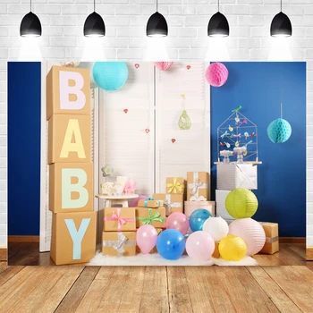 Yeele Baby Birthday Photocall Ballon dovanų dėžutė Fotografijos fonas Suasmeninti fotografijos fonai fotostudijai