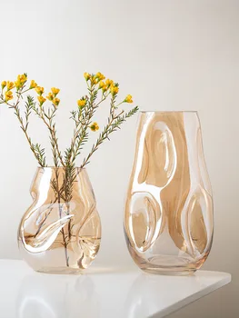 Šiaurės šalių šviesus prabangaus stiliaus auksas Netaisyklinga priešingos lyties Vaza Svetainė Džiovinta gėlių kompozicija Butelis Minkštas dekoravimas Ins