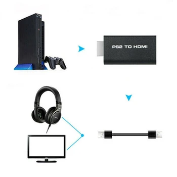 žaidimų konsolės į HDTV monitorių keitiklis nešiojamas 1080P- vaizdo perdavimo sąsaja ps2 į adapterį
