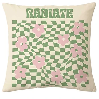 Žalias ir rožinis kambarys Dekoratyvinis pagalvės užvalkalas, Sofos pagalvės užvalkalas Rudens apdaila Lininis kvadratinis pagalvės užvalkalas 50*50 Dekoras