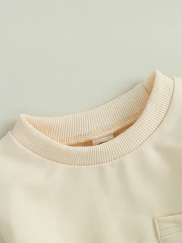 Žavingas kūdikių berniukų žieminių drabužių komplektas Jaukus džemperis ilgomis rankovėmis su gobtuvu ir stilingos jogger kelnės - 2 dalių apranga