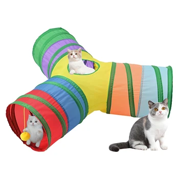 Nešiojami naminių kačių žaislai Sulankstomas vaivorykštės tunelis Interaktyvus Smagus katinas Žaislinis tunelis Nuobodu kačiukui Triušiui Maži augintiniai Pat priedai